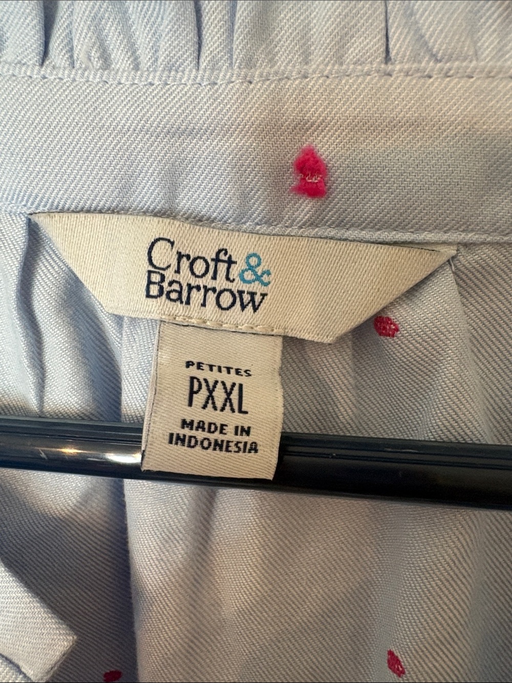 croft & barrow Light Blue Shirt with Pink Dot Embroidery - Picture 2 of 5